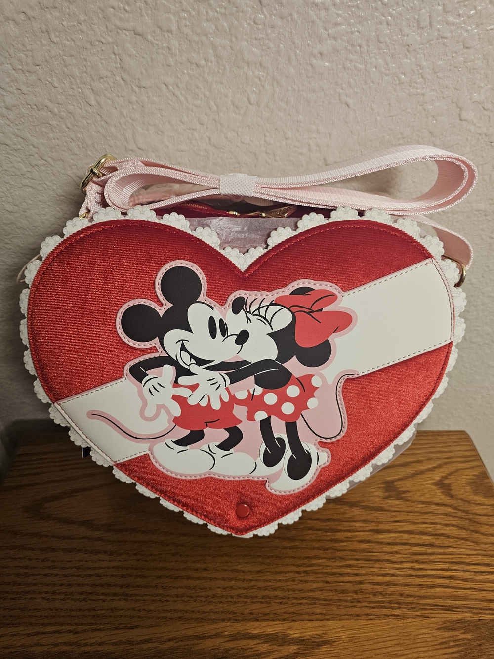 Loungefly Disney Mickey & Minnie Valentine's Day Chocolate Heart Box Crossbody